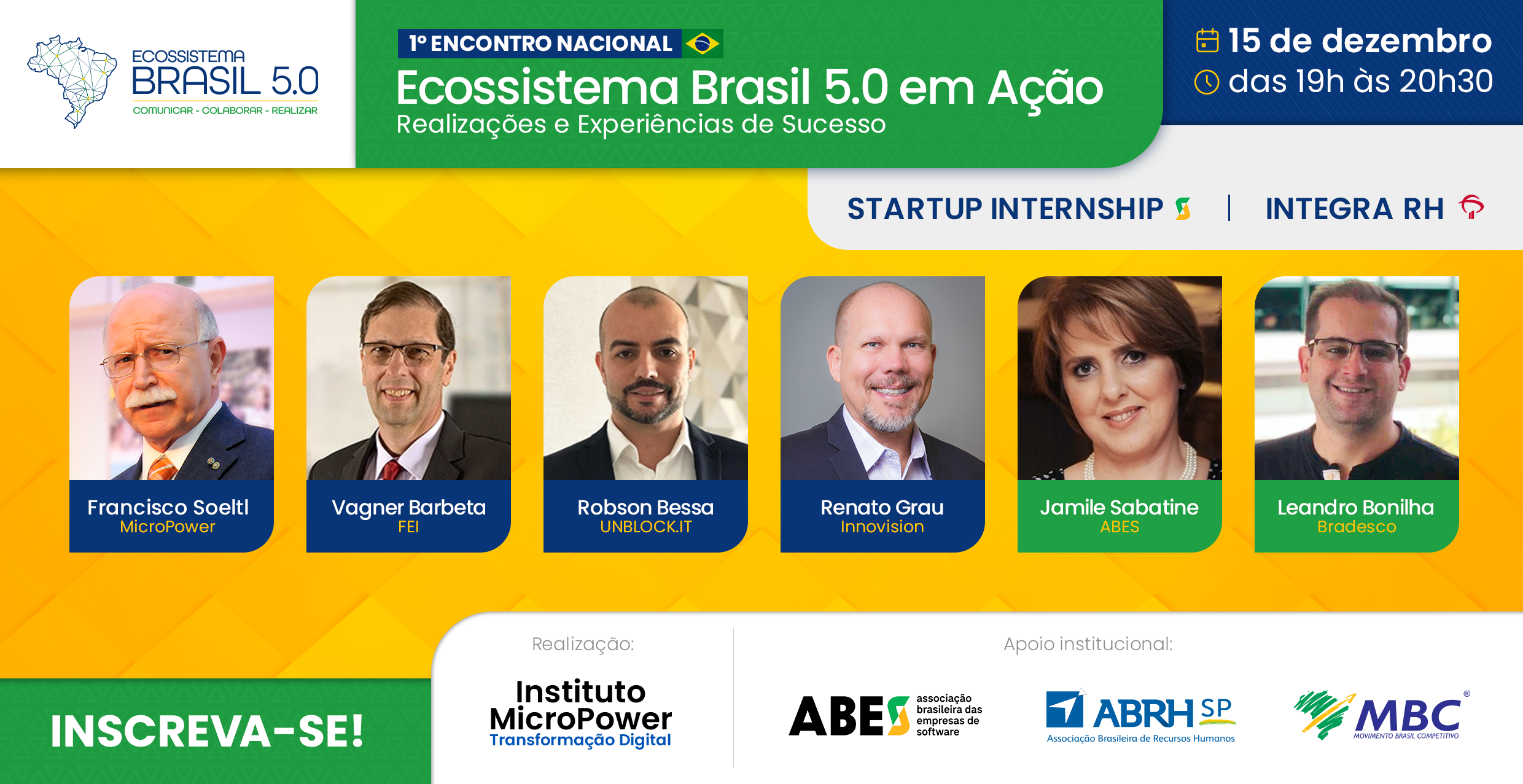 Título do evento no topo da imagem "Ecossistema Brasil em Ação" e abaixo a foto de todos os participantes.