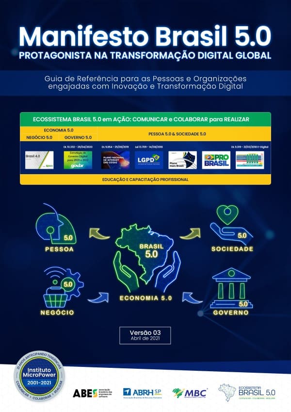 Capa do eBook – Manifesto Brasil 5.0 – Protagonista na Transformação Digital Global – V03